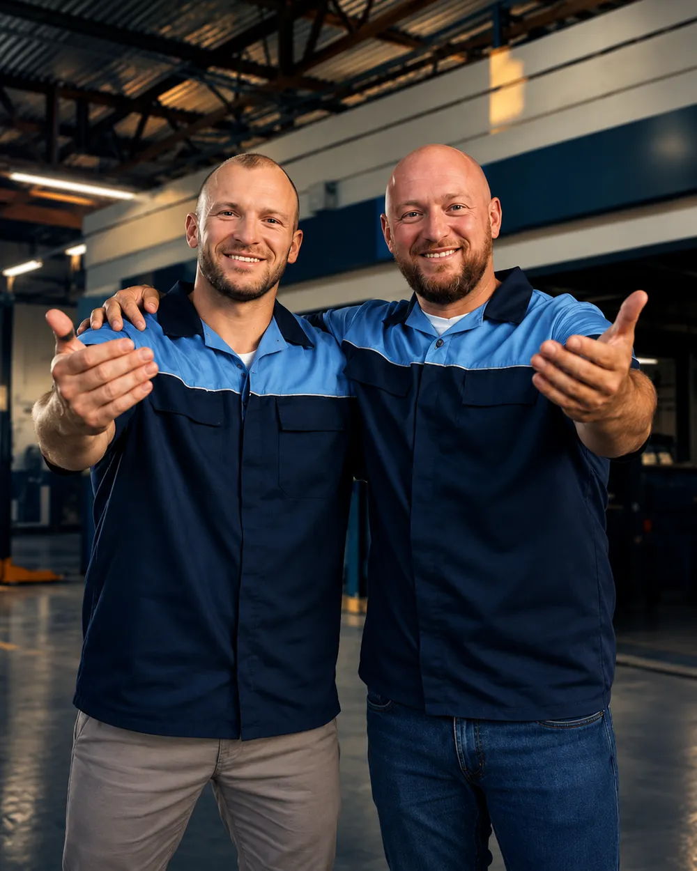 Sócios Mecânica Menin em uniforme Bosch Car Service